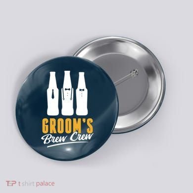 Grooms Brew Crew Button