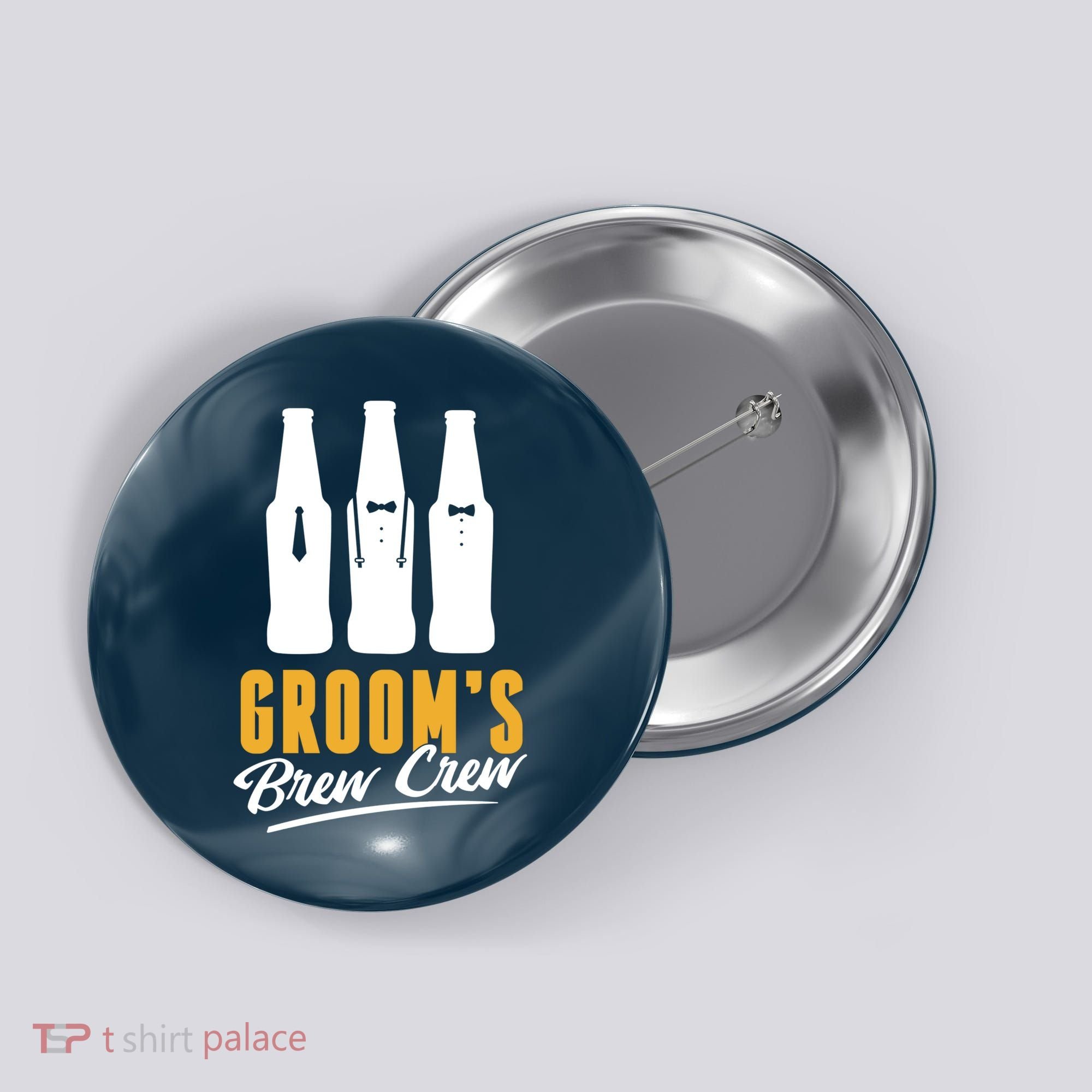 Grooms Brew Crew Button