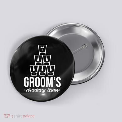 Grooms Drinking Teem Glass Button