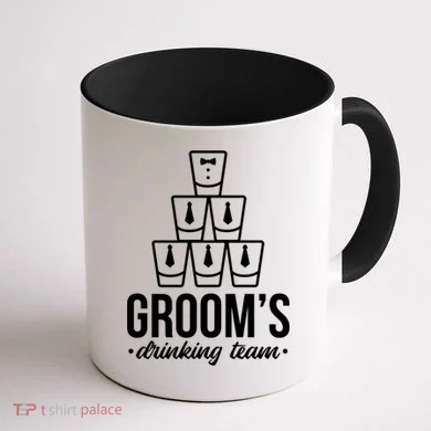 Grooms Drinking Teem Glass Coffee Mug back