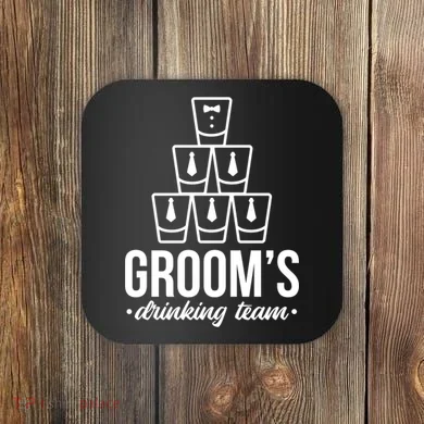 Grooms Drinking Teem Glass Coaster