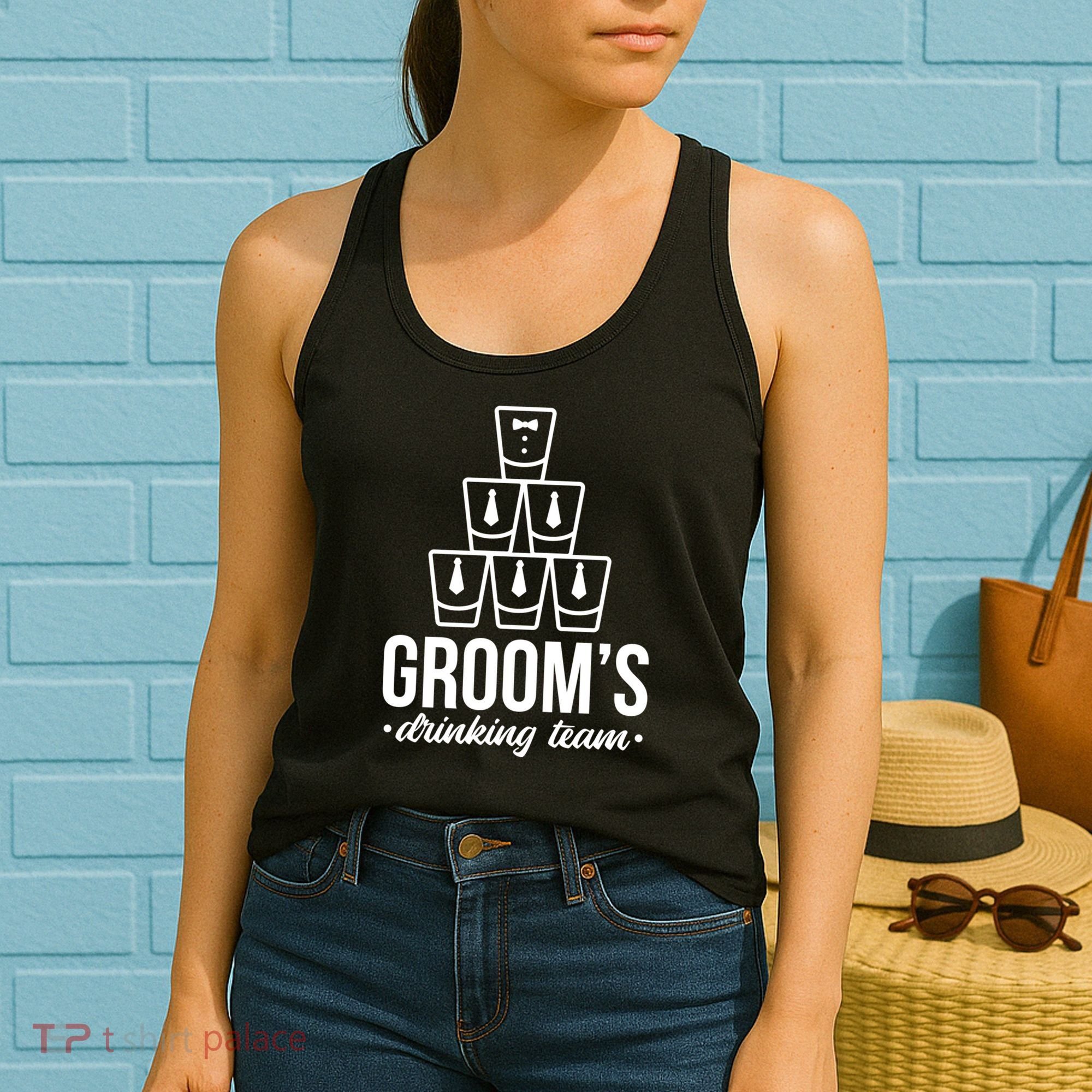 Grooms Drinking Teem Glass Women's Tank Top