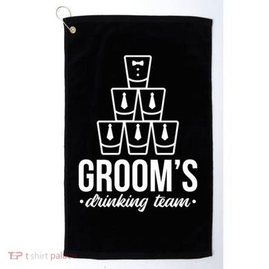 Grooms Drinking Teem Glass Golf Towel