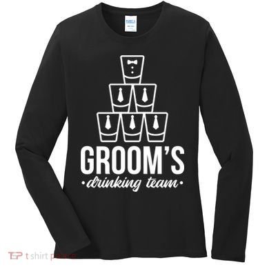 Grooms Drinking Teem Glass Women's Long Sleeve Shirt