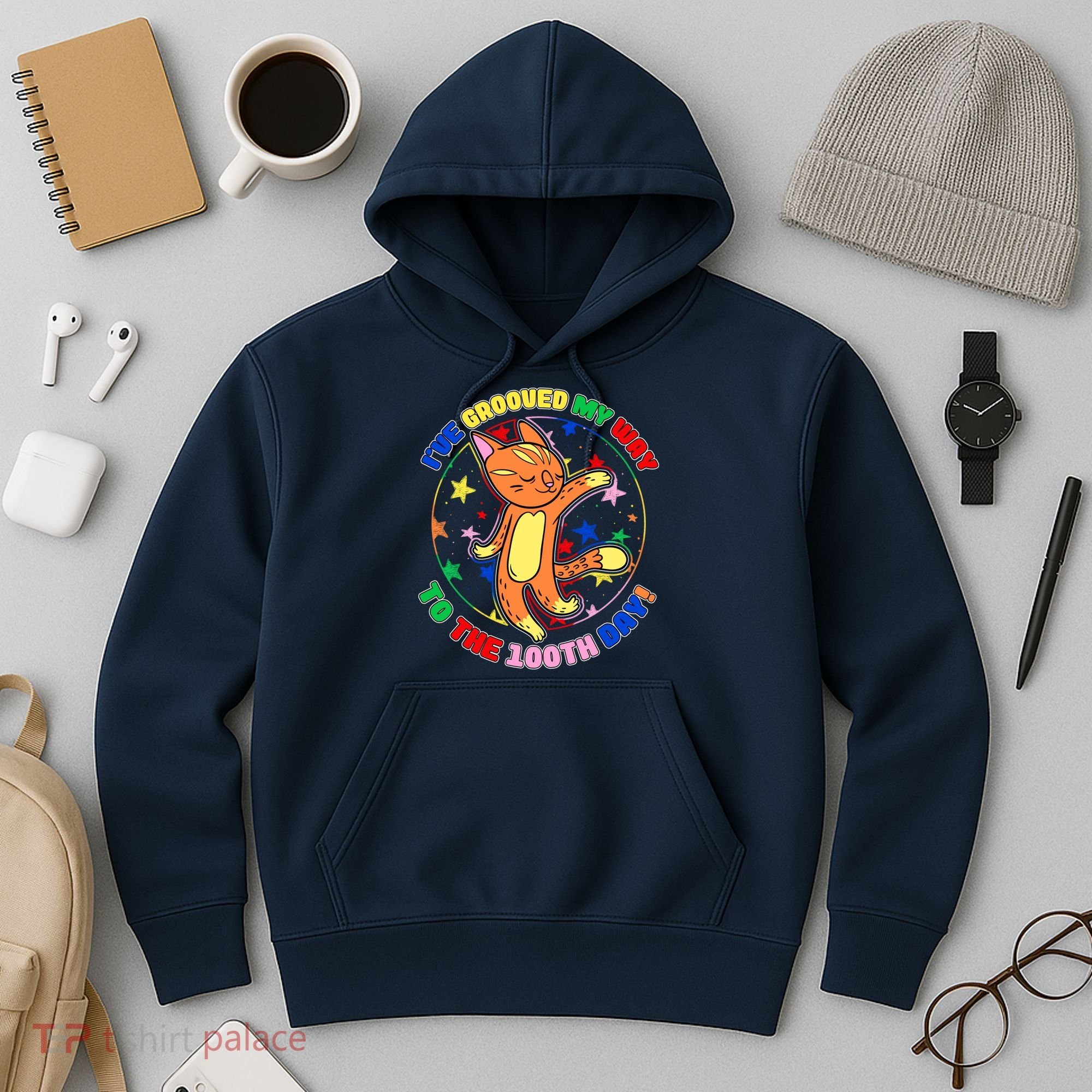 Groovy Cat 100th Day of School Hoodie