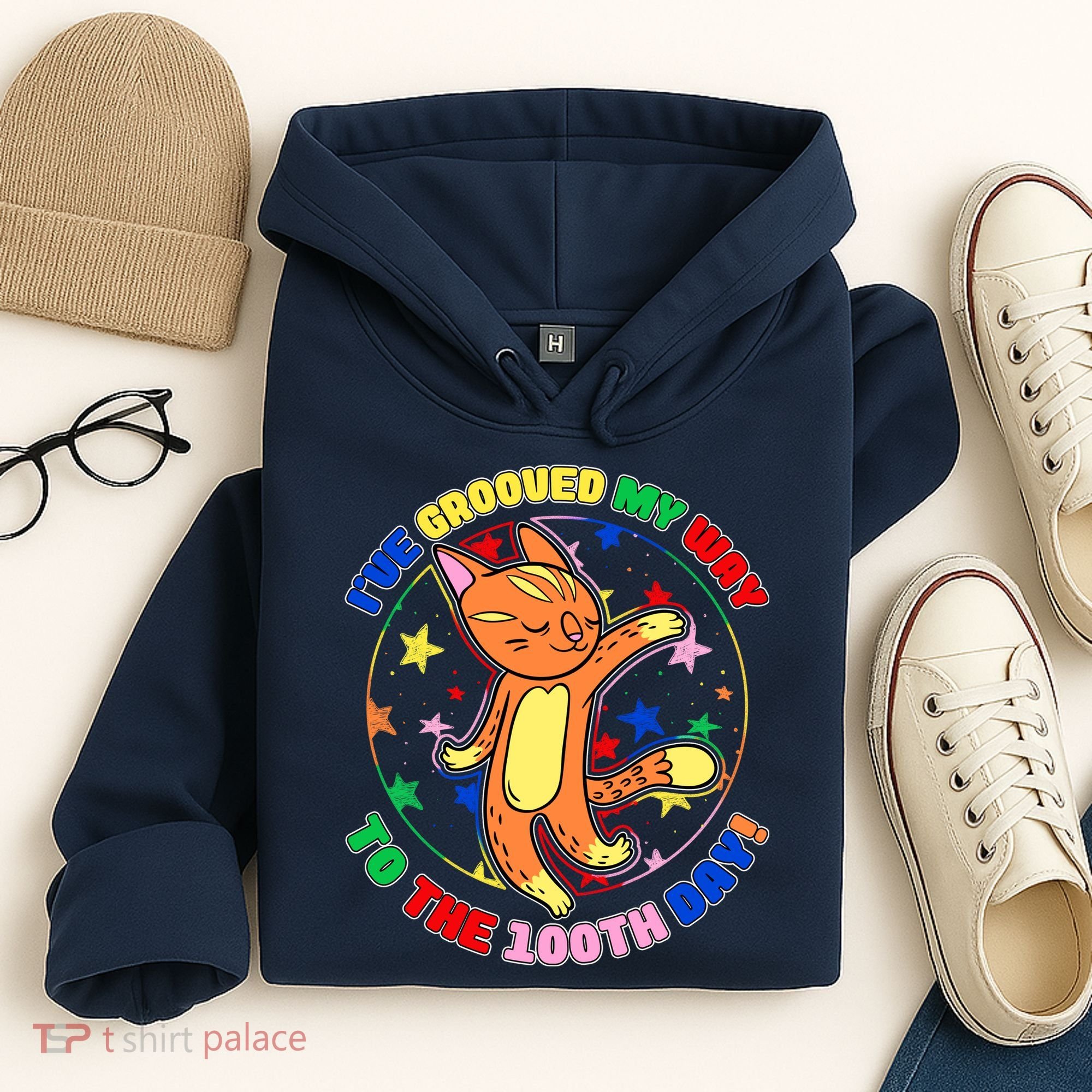 Groovy Cat 100th Day of School Hoodie