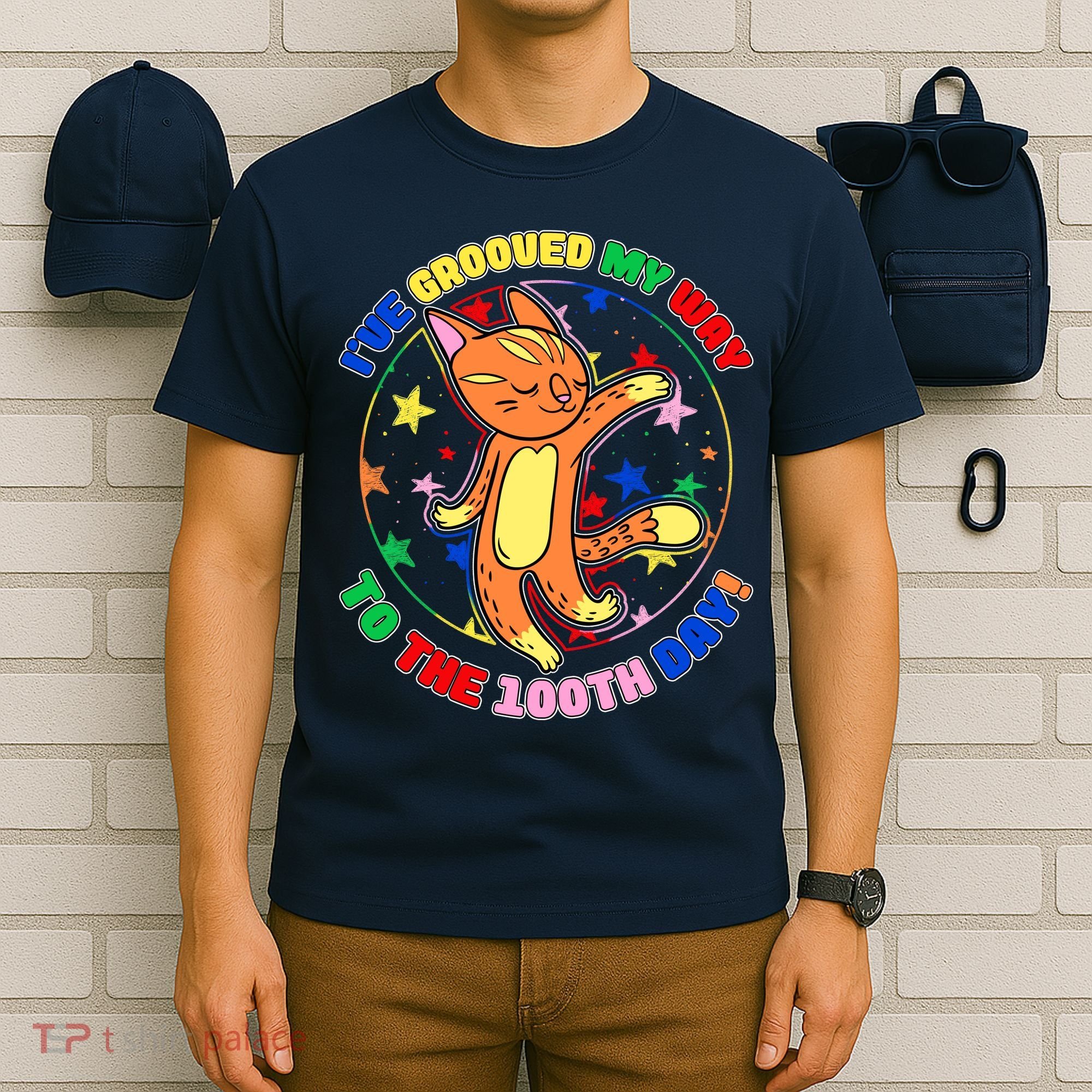Groovy Cat 100th Day of School T-Shirt
