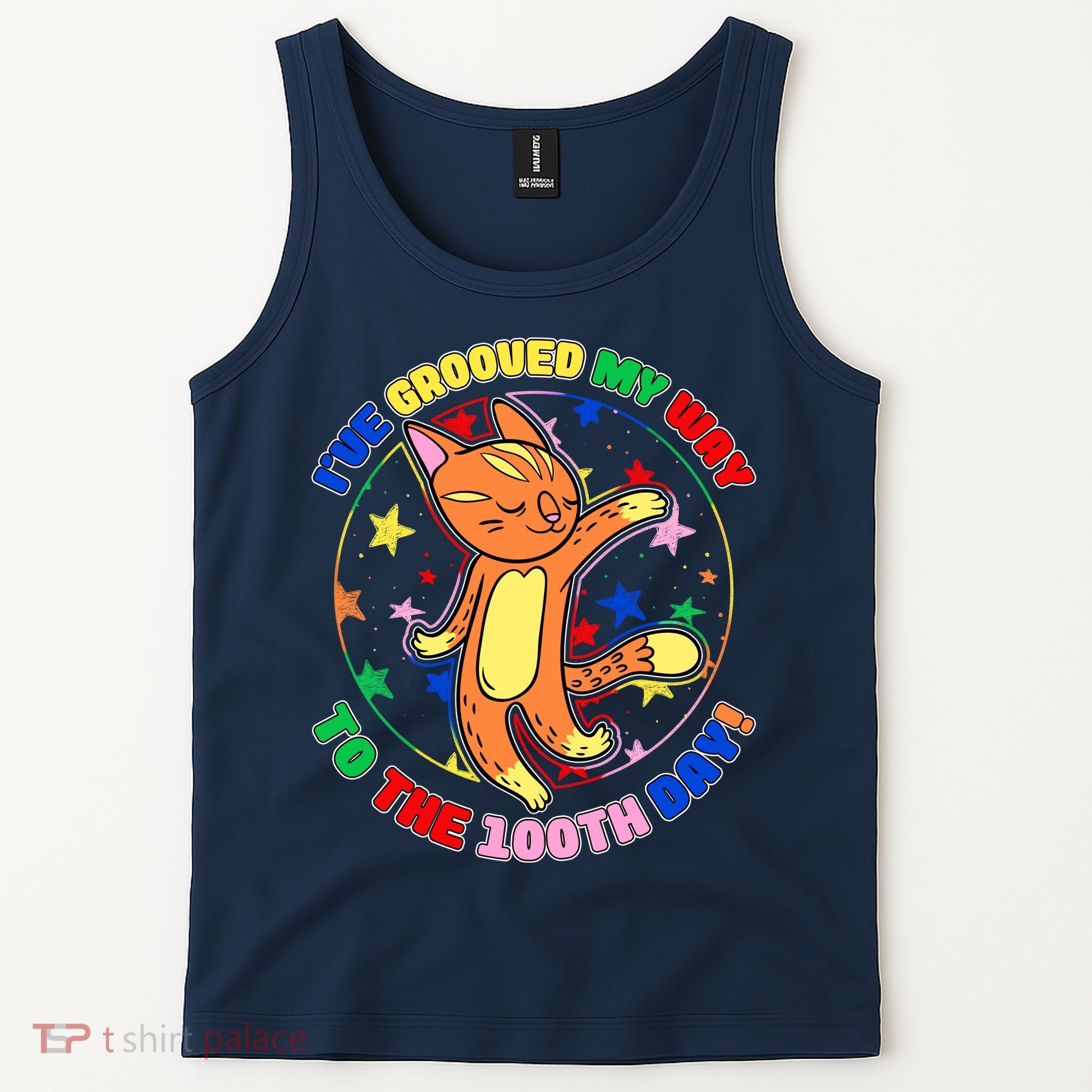 Groovy Cat 100th Day of School Tank Top