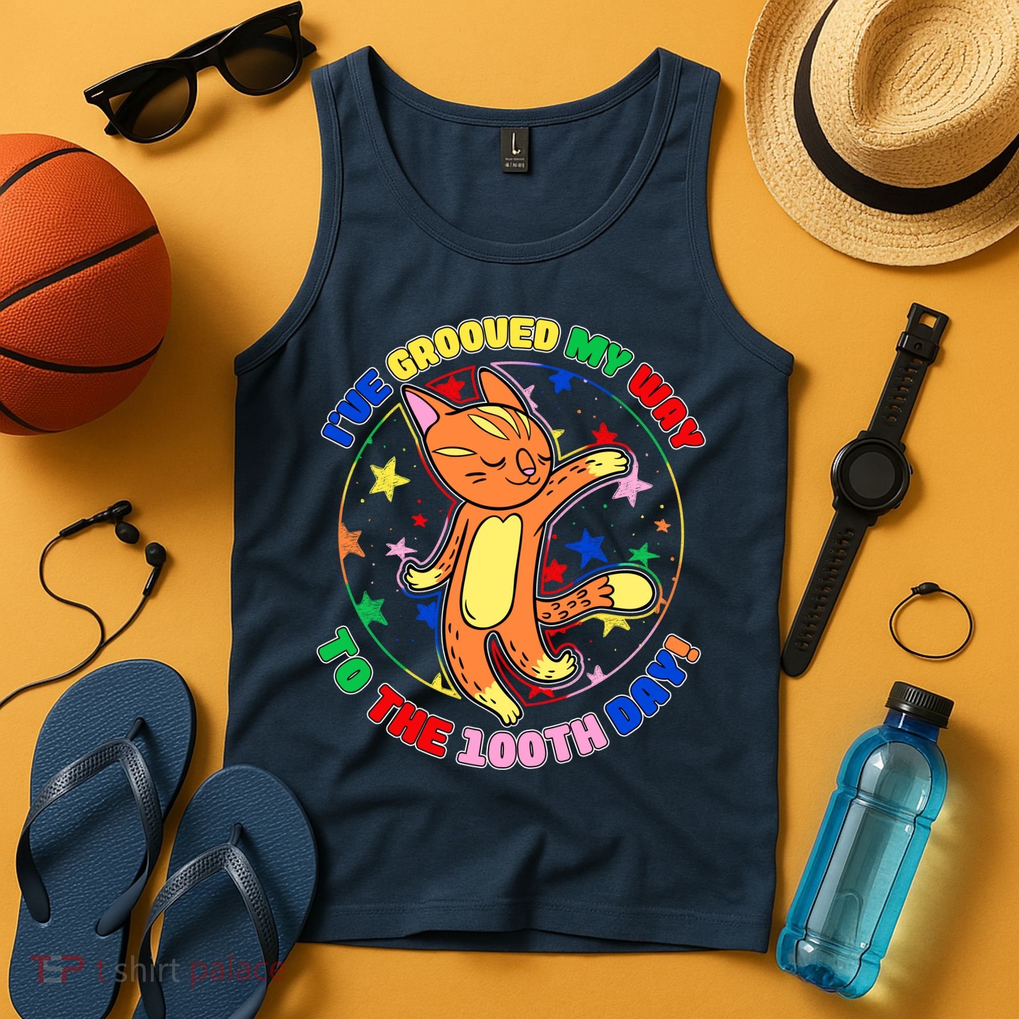 Groovy Cat 100th Day of School Tank Top
