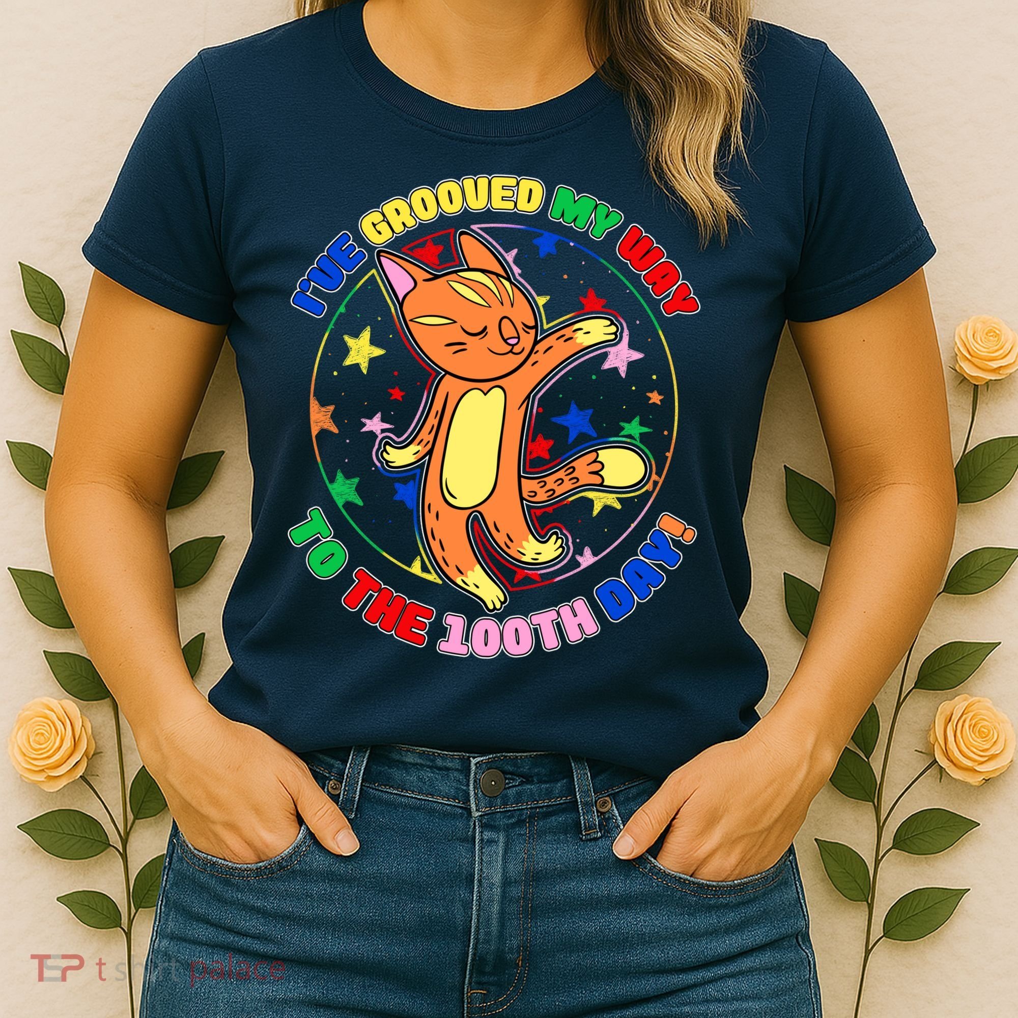 Groovy Cat 100th Day of School Women's T-Shirt