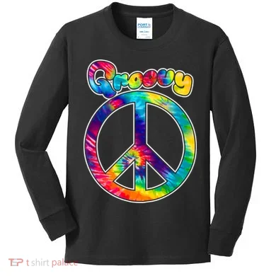 Groovy Peace Sign Kids Long Sleeve Shirt