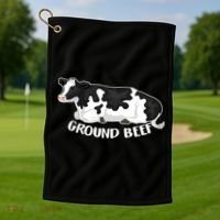 Ground Beef Funny Cow Golf Towel thumb 1