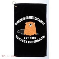 Groundhog Meteorology Respect The Shadow Golf Towel thumb 0