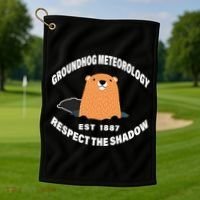 Groundhog Meteorology Respect The Shadow Golf Towel thumb 1