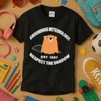 Groundhog Meteorology Respect The Shadow Kids T-Shirt thumb 3