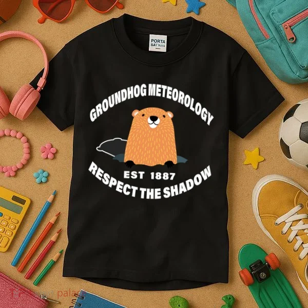 Groundhog Meteorology Respect The Shadow Kids T-Shirt