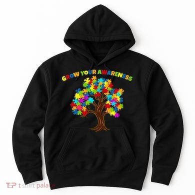 Grow Your Awareness Autism Puzzle Tree Hoodie