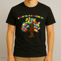Grow Your Awareness Autism Puzzle Tree T-Shirt thumb 3