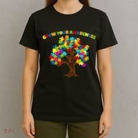 Grow Your Awareness Autism Puzzle Tree T-Shirt thumb 4