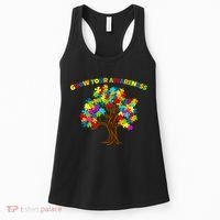 Grow Your Awareness Autism Puzzle Tree Women's Tank Top thumb 0