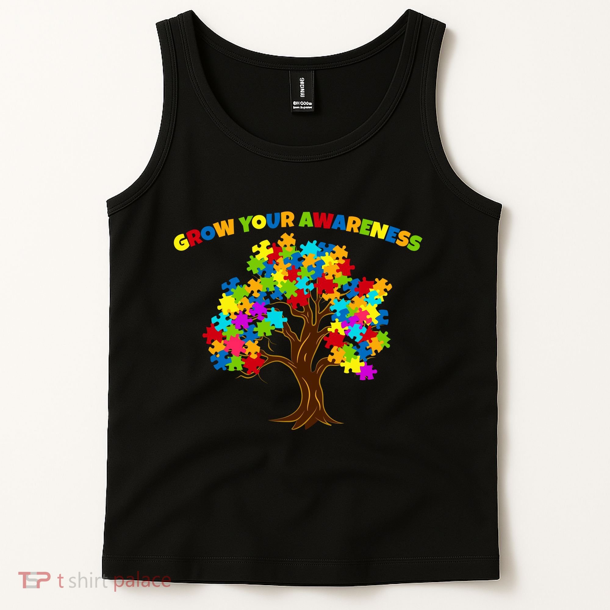 Grow Your Awareness Autism Puzzle Tree Tank Top