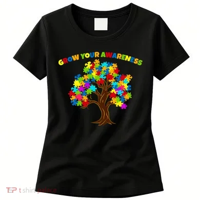 Grow Your Awareness Autism Puzzle Tree Women's T-Shirt