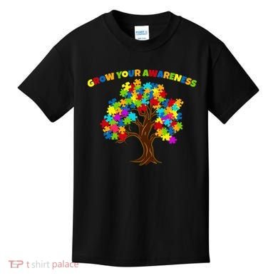 Grow Your Awareness Autism Puzzle Tree Kids T-Shirt