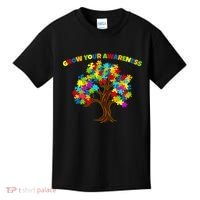 Grow Your Awareness Autism Puzzle Tree Kids T-Shirt thumb 0