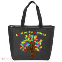Grow Your Awareness Autism Puzzle Tree Tote Bag thumb 0
