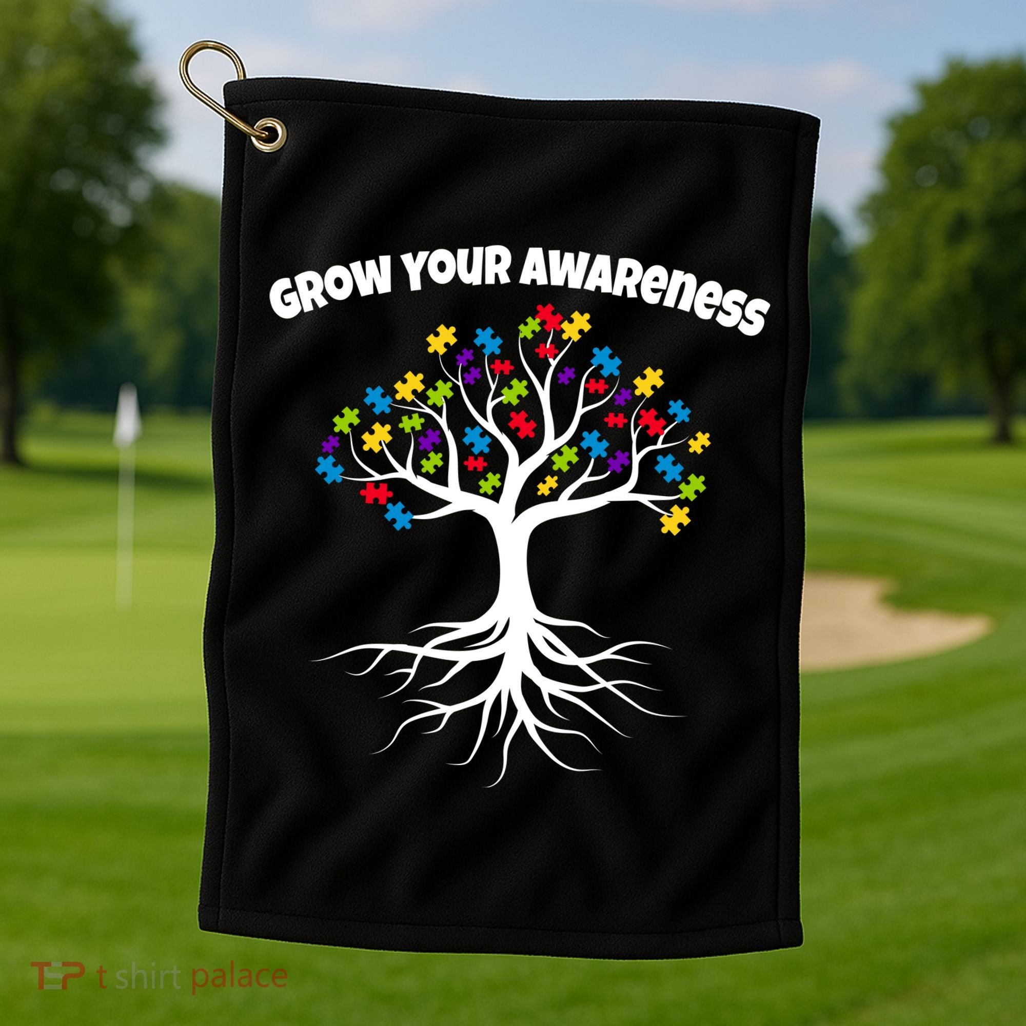 Grow Your Awareness Tree Roots Golf Towel