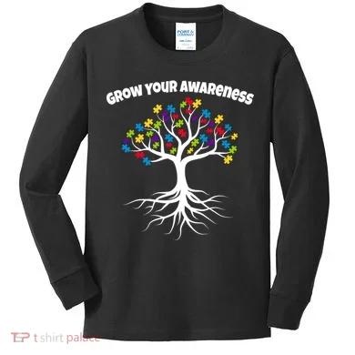 Grow Your Awareness Tree Roots Kids Long Sleeve Shirt
