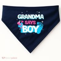 Gender Reveal Party Grandma Says Boy Team Boy USA-Made Doggie Bandana thumb 0