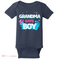 Gender Reveal Party Grandma Says Boy Team Boy Baby Bodysuit thumb 0
