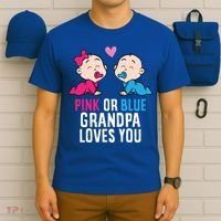 Gender Reveal Pregnancy Pink Or Blue Grandpa Loves You Gift T-Shirt thumb 6
