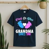 Gender Reveal Party Pink Or Blue Grandma Loves You T-Shirt thumb 2