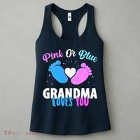 Gender Reveal Party Pink Or Blue Grandma Loves You Women's Tank Top thumb 3