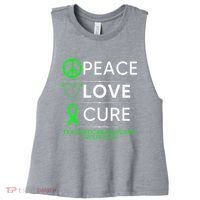 Green Ribbon Peace Cure Traumatic Brain Injury Awareness Women's Racerback Cropped Tank thumb 0