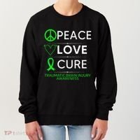 Green Ribbon Peace Cure Traumatic Brain Injury Awareness Women's Sweatshirt thumb 0