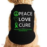 Green Ribbon Peace Cure Traumatic Brain Injury Awareness Doggie Tank thumb 0