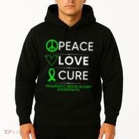 Green Ribbon Peace Cure Traumatic Brain Injury Awareness Hoodie thumb 2