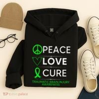 Green Ribbon Peace Cure Traumatic Brain Injury Awareness Hoodie thumb 4