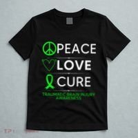 Green Ribbon Peace Cure Traumatic Brain Injury Awareness T-Shirt thumb 5