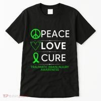 Green Ribbon Peace Cure Traumatic Brain Injury Awareness Tall T-Shirt thumb 0