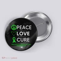 Green Ribbon Peace Cure Traumatic Brain Injury Awareness Button thumb 0