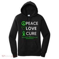 Green Ribbon Peace Cure Traumatic Brain Injury Awareness Women's Hoodie thumb 0