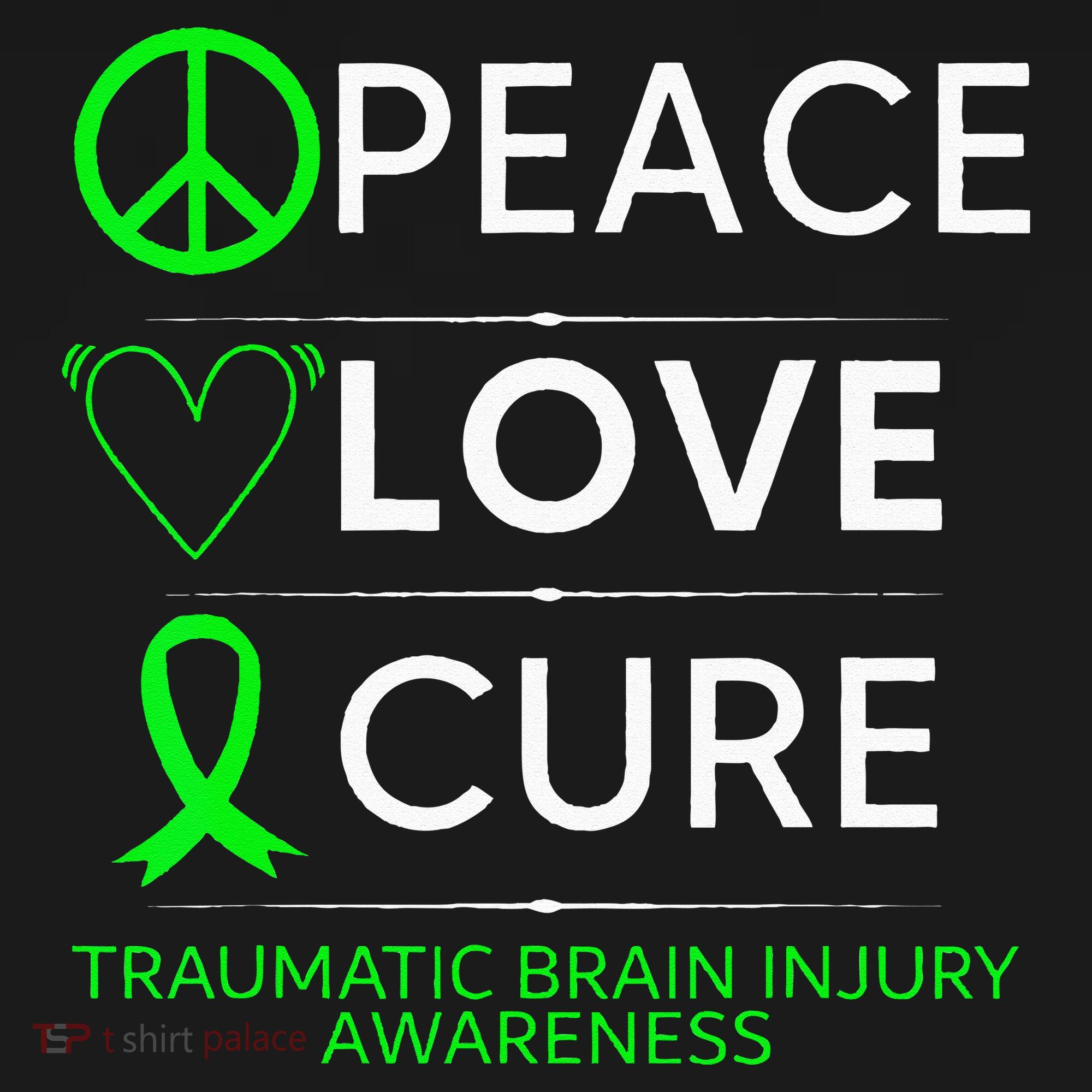 Green Ribbon Peace Cure Traumatic Brain Injury Awareness Women's Hoodie