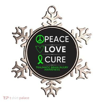 Green Ribbon Peace Cure Traumatic Brain Injury Awareness Ornament