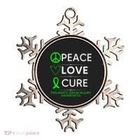Green Ribbon Peace Cure Traumatic Brain Injury Awareness Ornament thumb 0