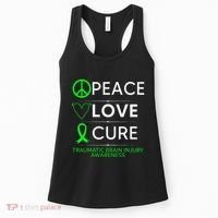 Green Ribbon Peace Cure Traumatic Brain Injury Awareness Women's Tank Top thumb 0