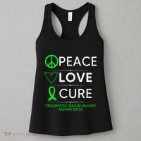 Green Ribbon Peace Cure Traumatic Brain Injury Awareness Women's Tank Top thumb 3